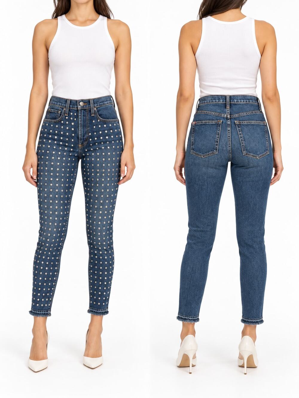 AO.LA by Alice + Olivia Studded High-Rise Girlfriend Ankle Skinny Jeans 24 $695